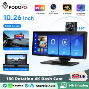 Podofo 10.26 Inch Radio Digital Dashboard 4K Dash Cam