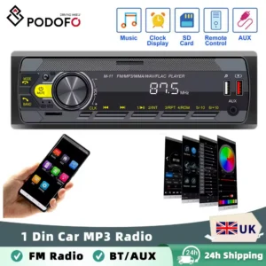 Podofo Car Radio 1din Autoradio MP3 Player