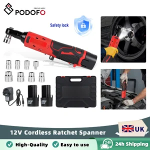Podofo 3/8" Electric Cordless Ratchet Wrench Set