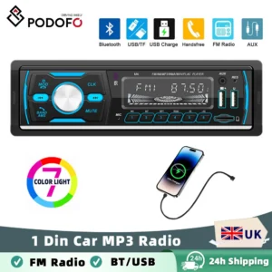 Podofo Car Radio 1 Din Universal Stereo MP3