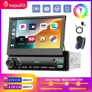 Podofo Carplay Android Auto Car Radio 7 Inch