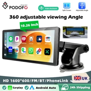 Podofo 10.26 Inch Wireless Carplay Android Auto