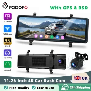 Podofo 11.26 Inch Car Dash Cam 4K