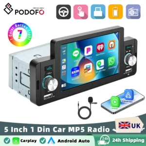 Podofo Carplay Android Auto Car Radio MP5 Player 5 Inch