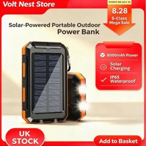 Orange 8000mAh Portable Solar Power Bank