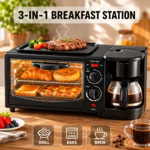 3-in-1 Bread Toaster Oven with Coffee Maker