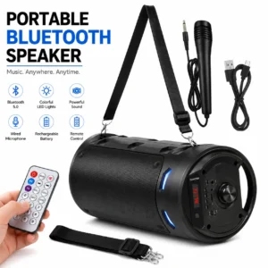 Portable Bluetooth Party Speaker with Wired Microphone