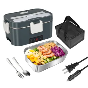 2 IN 1 Car Electric Heating Lunch Box LED Temperature