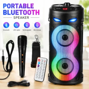 Portable Bluetooth Party Speaker with Wired Microphone