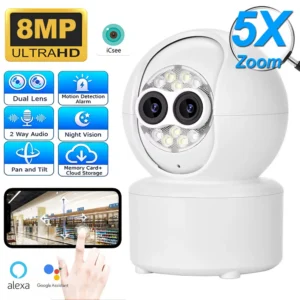 8MP ICsee Dual-Lens Security Camera 5X Optical Zoom