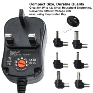 3-12V Adjustable Power Adapter, 30W Universal AC DC Charger, 2.1A