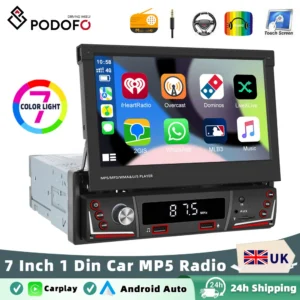 Podofo Wireless Carplay Android Auto 7 Inch