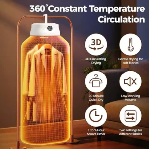 Foldable Portable Clothes Dryer 360° Hot Air Circulation