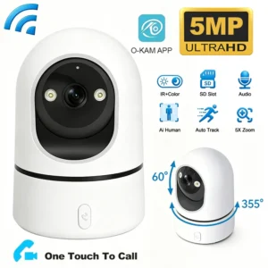 5MP PTZ WiFi Indoor Security Cam One-Touch