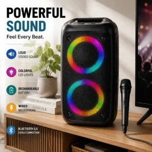 Portable Wireless Bluetooth Speaker with RGB Party Lights