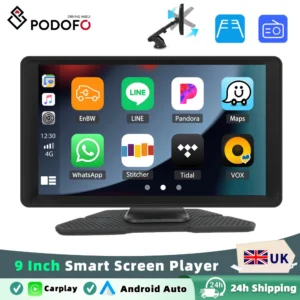 Podofo Wireless Carplay Android Auto 9 Inch