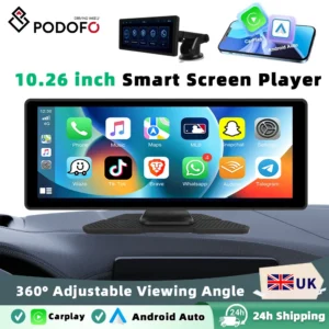 Podofo 10.26-inch Wireless Carplay Android Auto