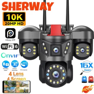 10K 20MP UHD Outdoor WiFi IP Camera Four Lens