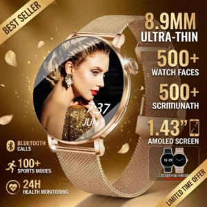 Smart Watch 1.43" AMOLED Full Touch Screen 500+ Custom GPS
