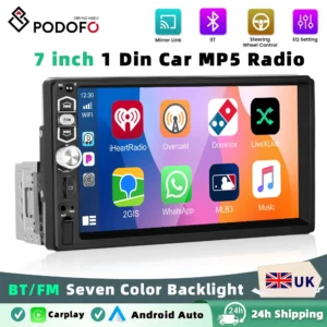 Podofo 7" 1din Car Android Auto Bluetooth