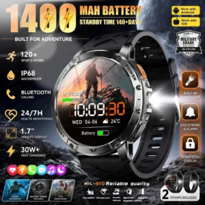 TANK 1400mAh Battery Smart Watch Men IP69 Waterproof