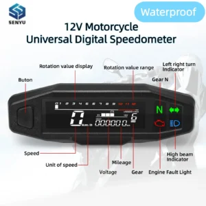 New Universal Digital Motorcycle Speedometer Oil Gauge Tacho