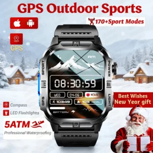 Military Outdoor Smart Watch Men's GPS Bluetooth Call 2.01" AMOLED