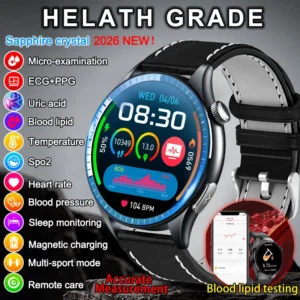 Smart Watch For Men monitoring Blood pressure Uric Acid ECG+PPG