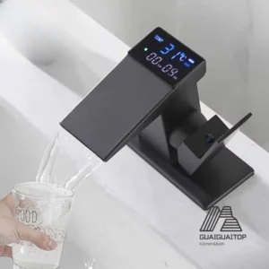 Hot Cold Water Temperature LED Washbasin Waterfall Taps