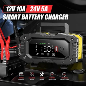 FOXSUR 12V 24V Car Motorcycle Truck Battery Charger 10A/5A