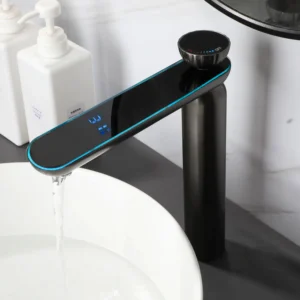 ZAPPO Gun Gray Digital Display Bathroom Faucet Brass