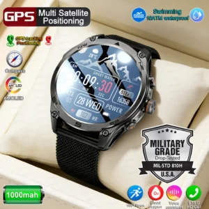 GPS Smart Watch Men 1000mAh Battery 10ATM Waterproof