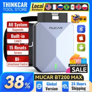 MUCAR BT200 MAX Car OBD2 Scanner 15 Resets
