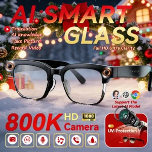 AI Smart Glasses with 800W Pixel Camera 120+Language Translation
