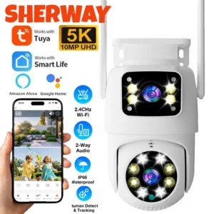 10MP Dual Lens Tuya Wifi Camera PTZ Outdoor 4K
