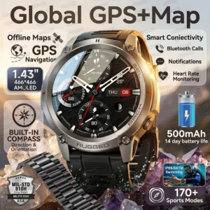 GPS Watches Men Offline Map Sport Smart Watch 1.43"