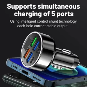 UYUXIO 6 in 1 USB C Car Charger with Voltage Display