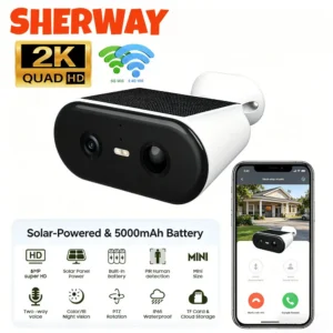 2K Outdoor Solar Security Camera Wireless 2.4G&5GHz