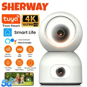 Tuya 8MP 5G WiFi IP Camera Dual Lens Baby Monitor
