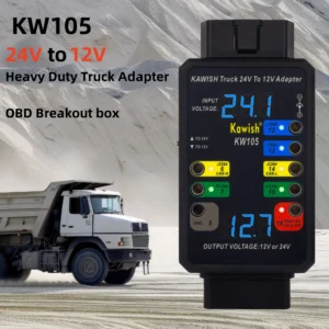KW105 24V to 12V Heavy Duty Truck Adapter for X431