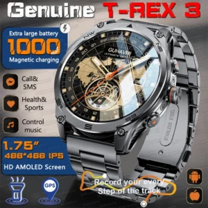T-Rex 3 Smart Watch Men AMOLED Flashlight 1000Mah
