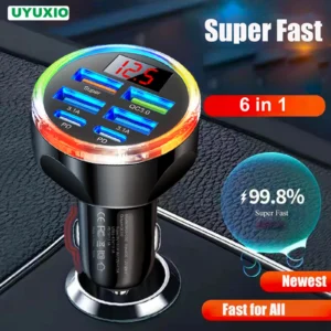 UYUXIO Multi Port USB C Car Charger Adapter 6 in 1