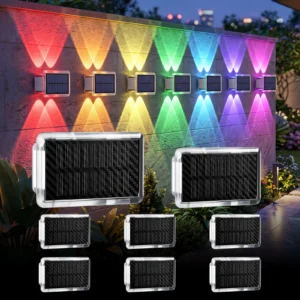 2/4er-Set RGB LED Solar Lights Fence Lights Wall