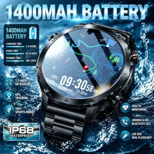 Military Grade Sapphire Smart Watch HeartRate SO2 BT5.3