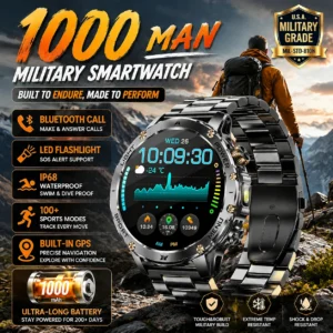 Military Smart Watch 1000Mah Battery Fitness Tracking Waterproof