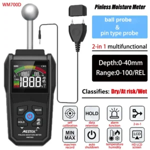 WM700D Moisture Meter with Ball Probe and Pin Probe 2 In1