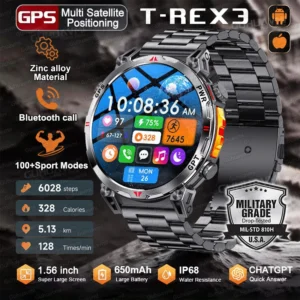 Military Smart Watch T-Rex 3 GPS Compass Altimeter Clock Heart Rate