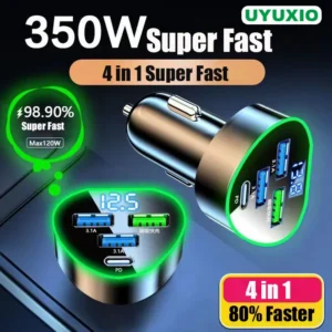 UYUXIO 4 in 1 USB Car Charger Super Fast Charging