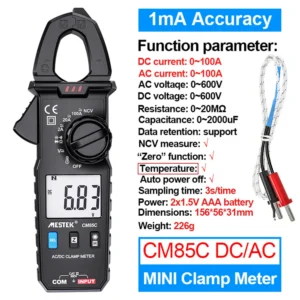 Mestek Mini Clamp Meter Auto Range 100A 600V NCV