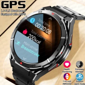 GPS Smart Watch Men 1.43'' AMOLED Compass Waterproof